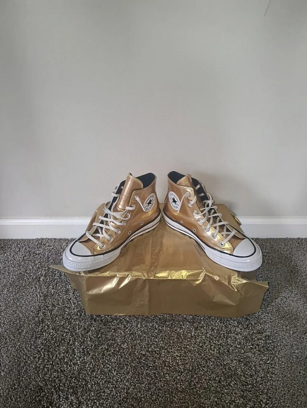 Converse Chuck Taylor All Star Metallic Gold High-Top Sneakers - Women Size 7